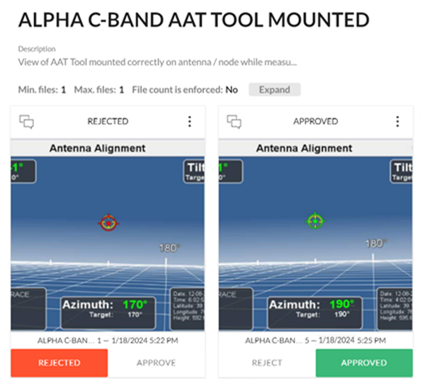 Swift live QA review interface showing photo approval workflow
