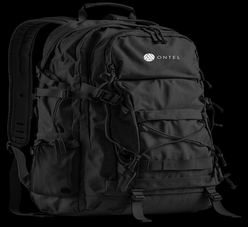 Ontel branded OnPack tactical backpack on dark background - field-ready kit for remote connectivity
