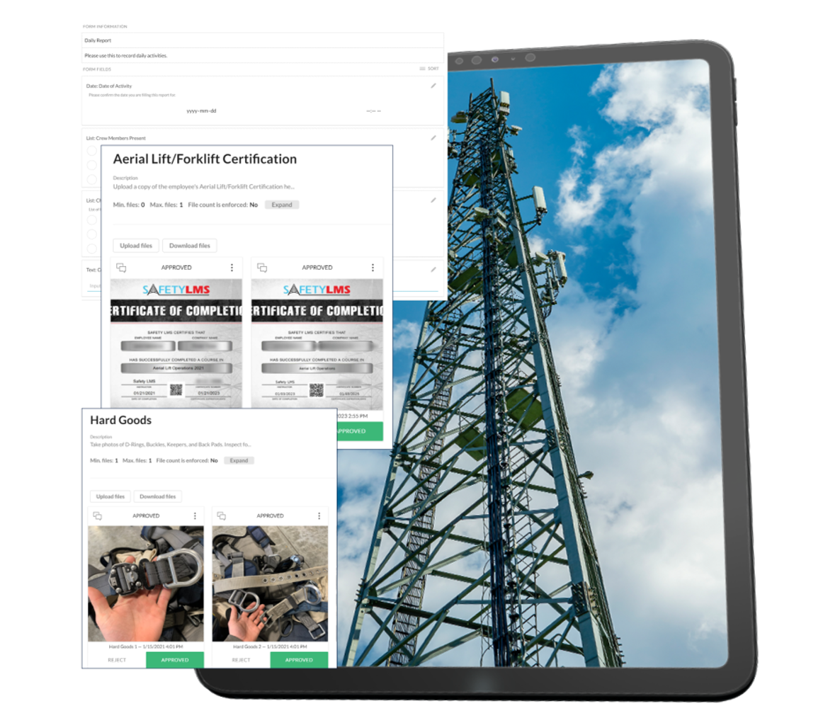 Safety and certifications platform interface